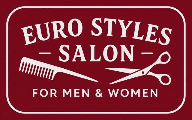 Euro Styles Salon for men and women, with comb and scissors